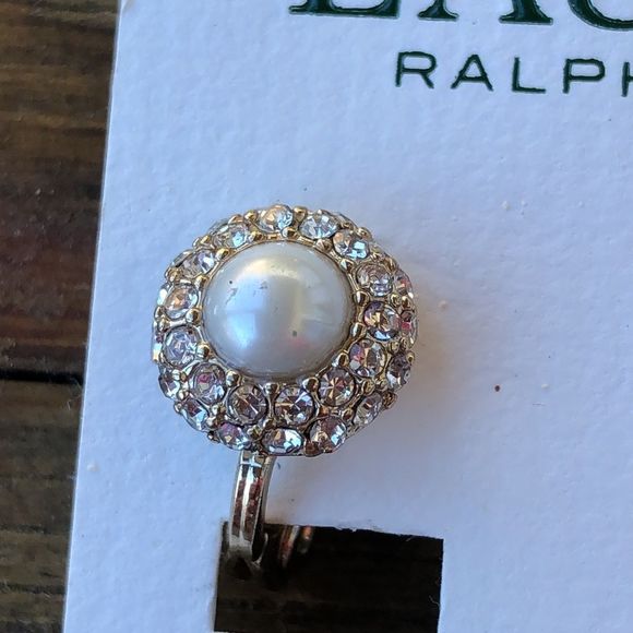 Ralph Lauren Classic Comfort Clip Faux Pearl Crystal Earrings! BNWT! - Picture 4 of 7